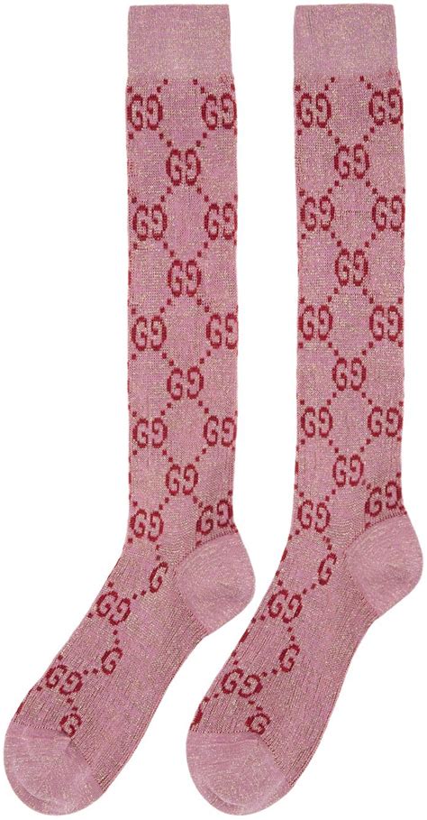 pink and black gucci socks|Gucci Pink Gg Supreme Metallic Socks .